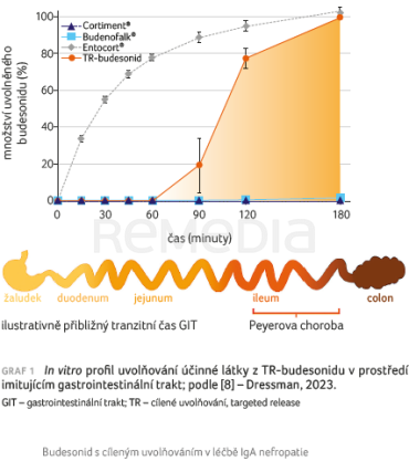 GRAF 1 In vitro profi l&nbsp;uvolňování účinné látky z&nbsp;TR-budesonidu