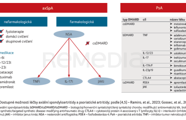 OBR. 1 Dostupné možnosti léčby axiální spondyloartritidy a&nbsp;psoriatické artritidy