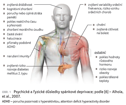 OBR. 1 Psychické a&nbsp;fyzické důsledky spánkové deprivace