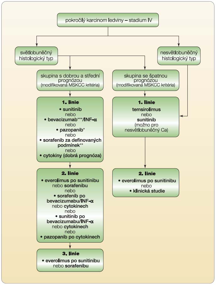 Obr. 1  Léčebný algoritmus u pokročilého karcinomu ledviny [podle 82 – ČOS ČLS JEP, 2011]