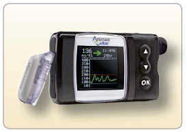 Obr. 2 Inzulinová pumpa Animas Vibe se senzorem.