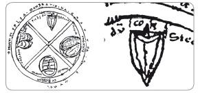Obr. 7 Nejstarší zobrazení s jistotou představující srdce v rukopise z 11. století; převzato z [8] – Vinken, 2000.