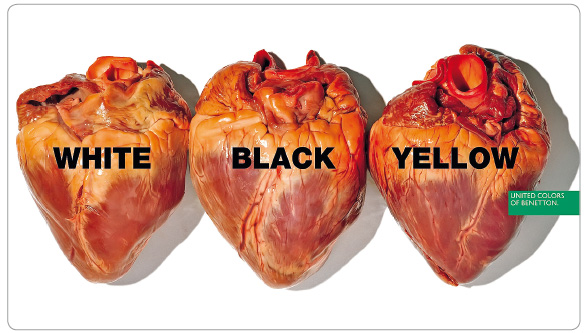 Obr. 19 Realistické zobrazení srdce v reklamní kampani United Colors of Benetton; archiv autora.