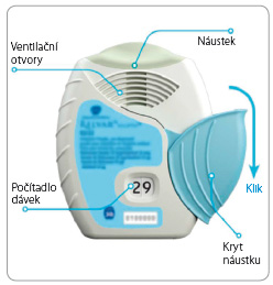Obr. 2 Inhalační systém Ellipta – vnější popis; podle [9] – www.sukl.cz, 2014.