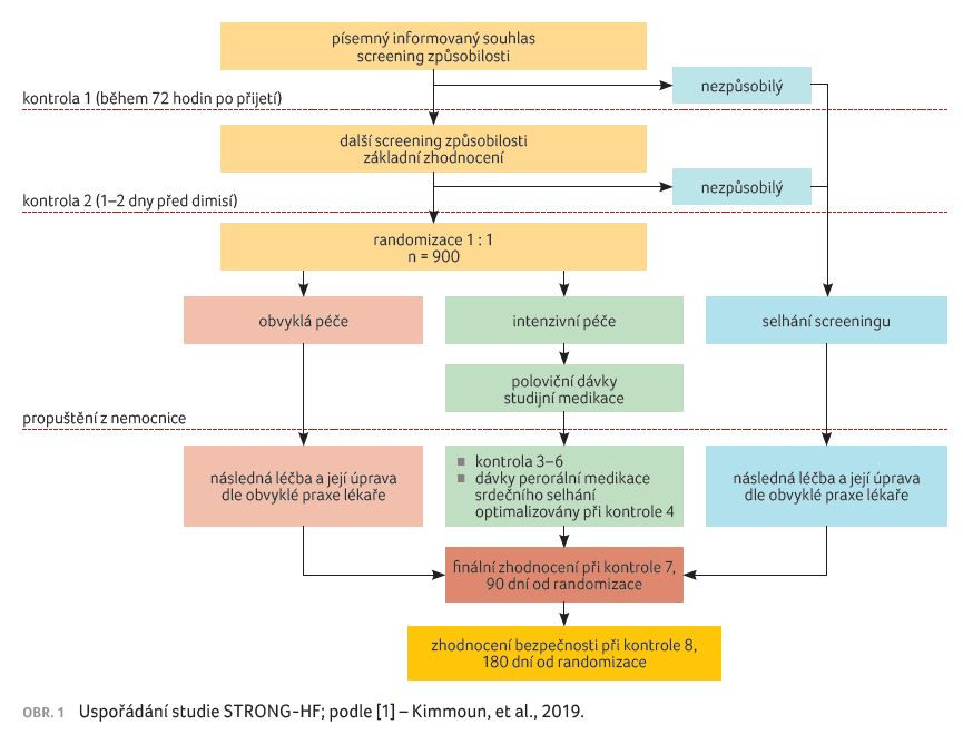 OBR. 1 Uspořádání studie STRONG‑HF; podle [1] – Kimmoun, et al., 2019.
