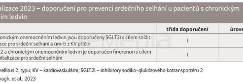 TAB. 8 Aktualizace 2023 – doporučení pro prevenci srdečního selhání u pacientů s chronickým onemocněním ledvin